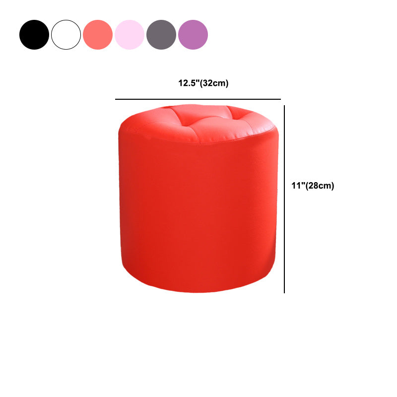 Tufted Pouf Faux Leather Cylinder Shape Water Resistant Whole Colored Pouf Ottoman