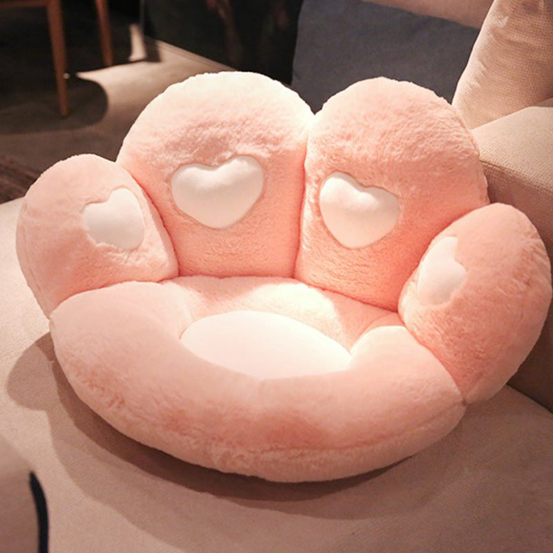 Contemporary Pouf Ottoman Velvet Upholstered Tear Resistant Cat Paw Shape Ottoman