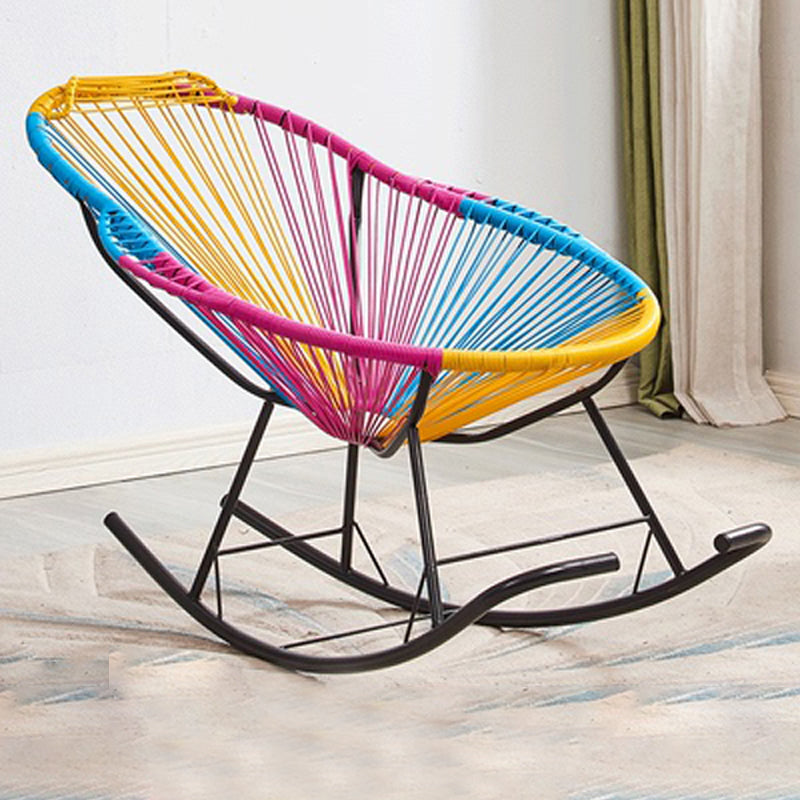 Creative Indoor Rocking Chair Woven Rope Rocker Chair with Dark legs