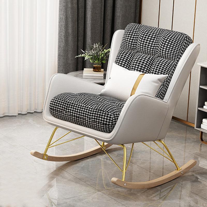 Modern Style Rocker Chair Metal Frame Spindle Rocker Chair with Cushion