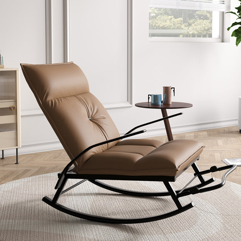 Modern Tufted Rocker Chair Whole Colored Scratch Resistant Leather Rocker Chair