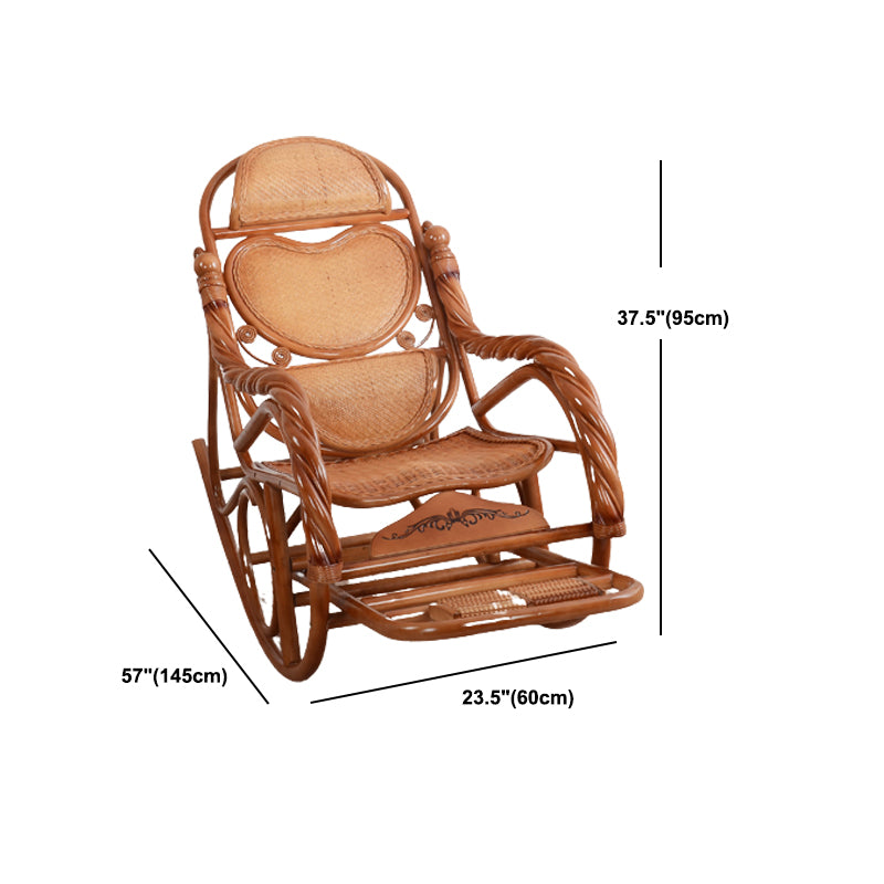 Traditional Rocking Chair Wicker Spindle Backrest Solid Color Indoor Rocking Chair