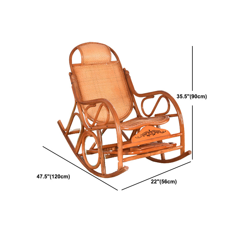 Traditional Rocking Chair Wicker Spindle Backrest Solid Color Indoor Rocking Chair