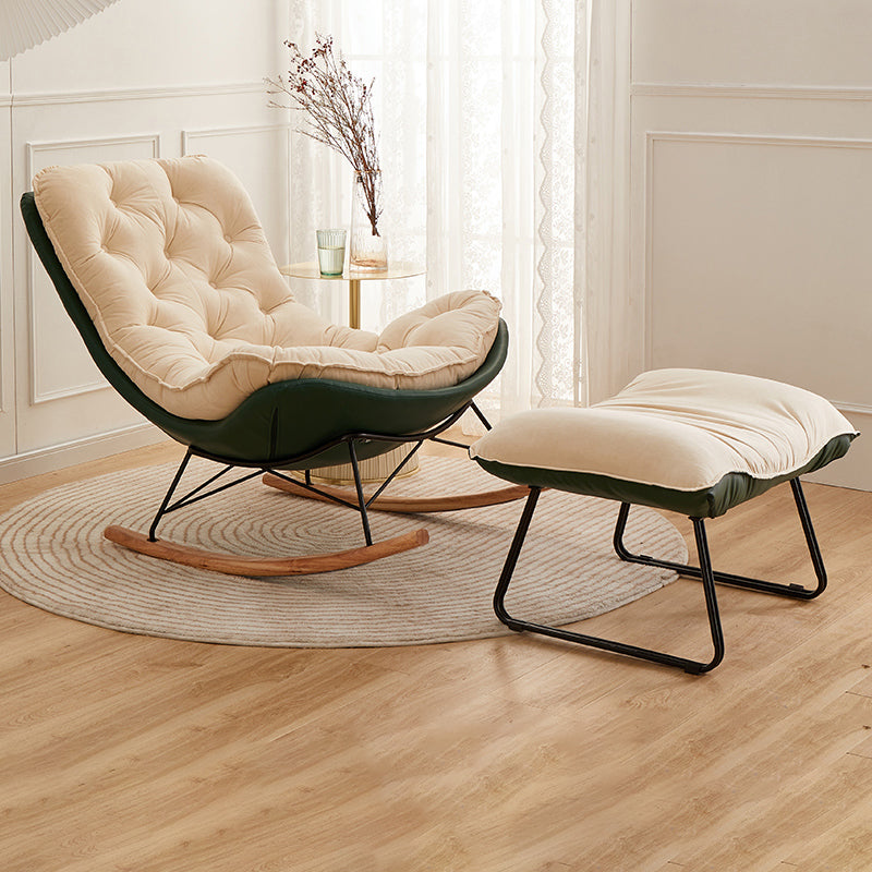 Glam Style Rocking Chair Upholstered Tufted Rocker Chair with Legs