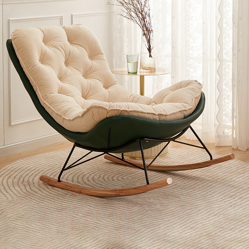 Glam Style Rocking Chair Upholstered Tufted Rocker Chair with Legs