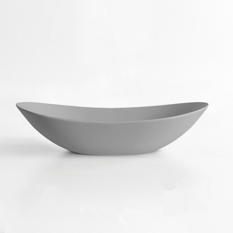 Contemporary Bathroom Sink Pop-Up Drain Porcelain Solid Color Oval-Shape Vessel