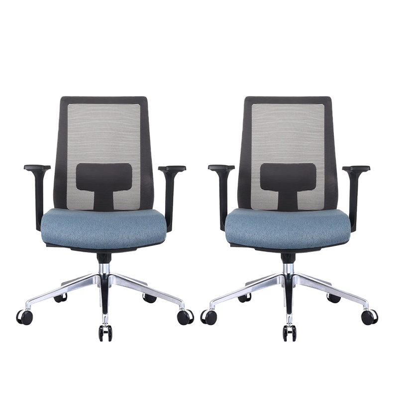 Contemporary Arm Chair Fixed Arms Mid-back Lumbar Support Office Chair