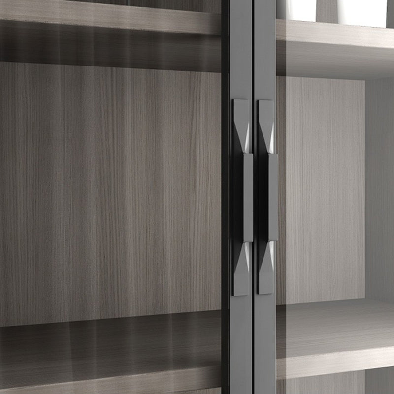 Contemporary Bookcase Closed Back Vertical Bookshelf with Doors