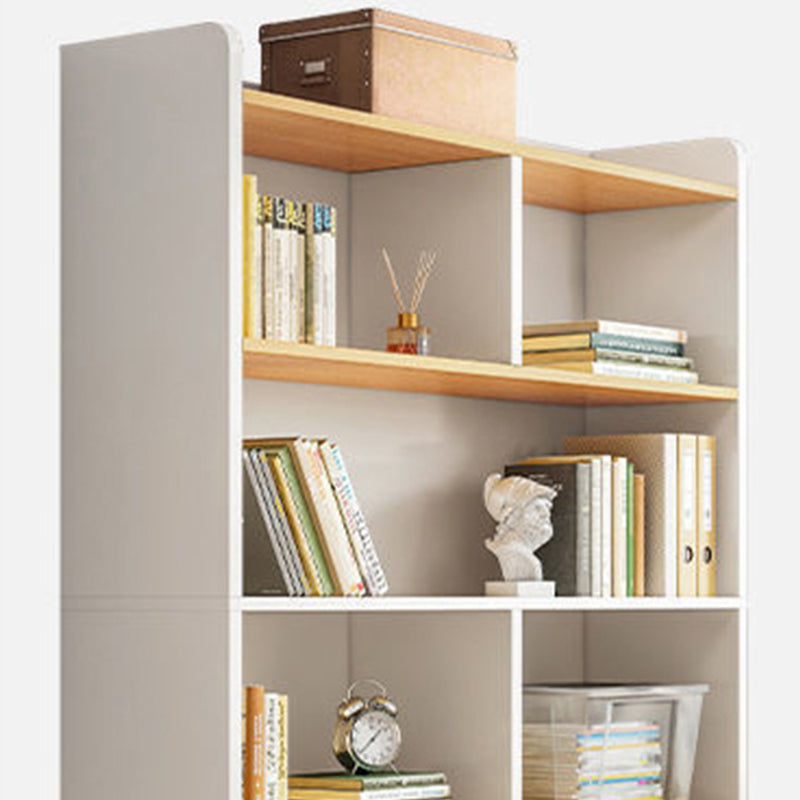Engineered Wood Floor Bookcase Modern Vertical Closed Back Book Shelf with Drawers