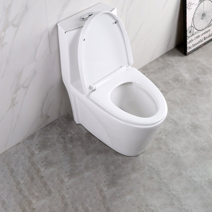Contemporary Elongated Toilet Bowl Gravity Flush Toilet with Seat for Bathroom