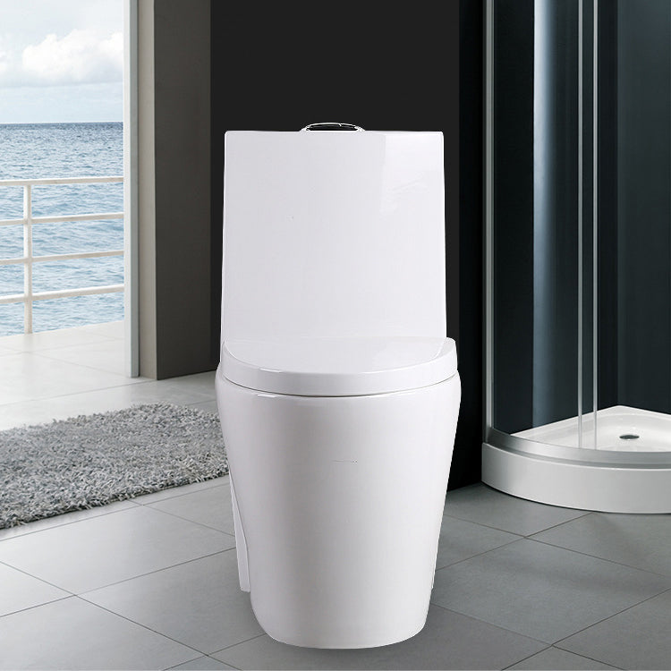 Contemporary Elongated Toilet Bowl Gravity Flush Toilet with Seat for Bathroom