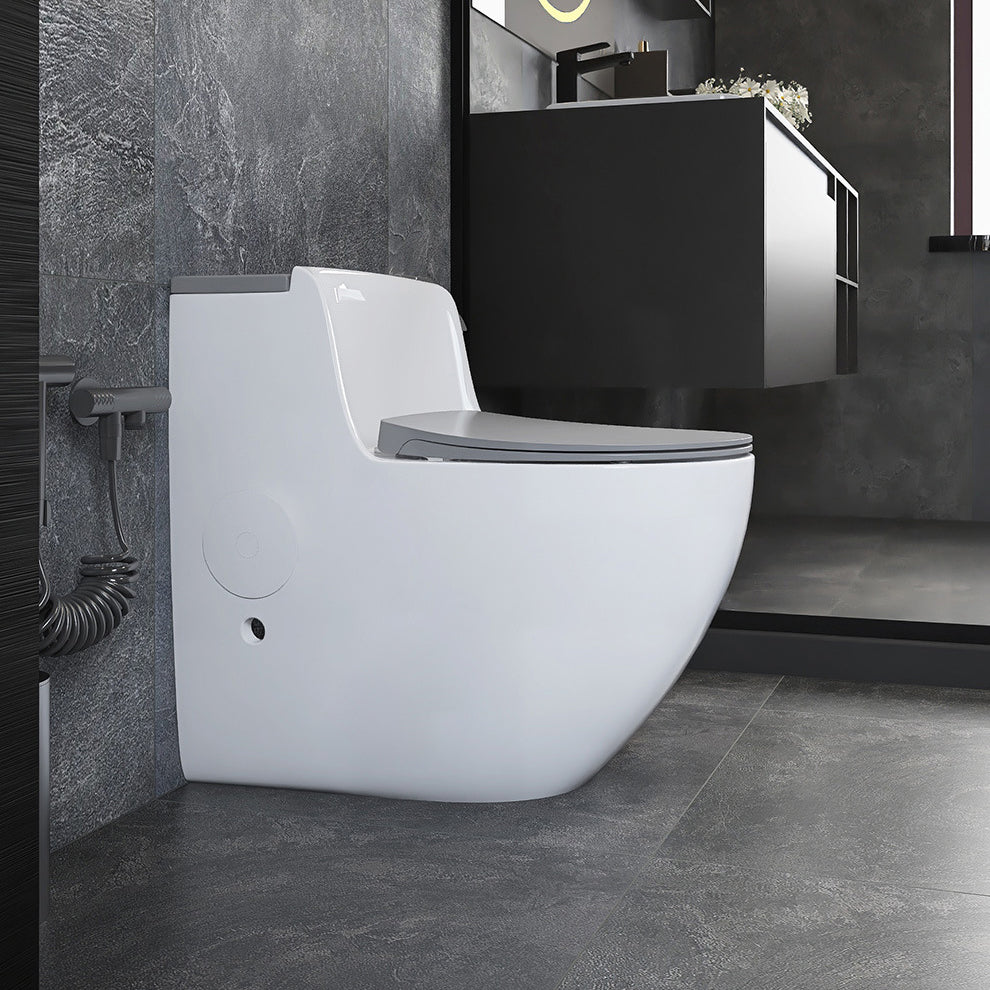 Modern Elongated Toilet Bowl Siphon Jet Flush Toilet with Seat