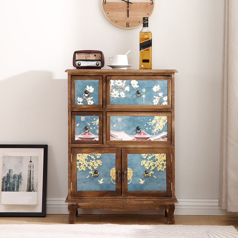 Traditional Solid Wood Bedroom Storage Chest Vertical Chest with Drawers