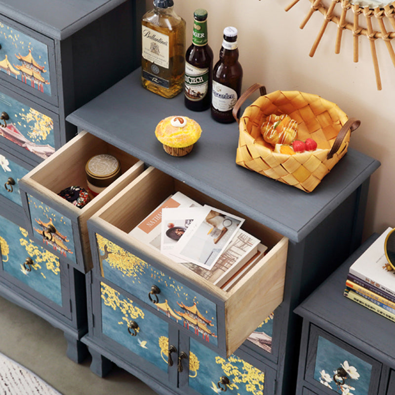 Traditional Solid Wood Bedroom Storage Chest Vertical Chest with Drawers