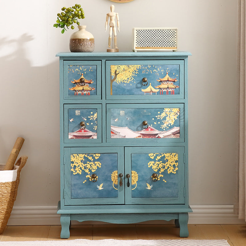 Traditional Solid Wood Bedroom Storage Chest Vertical Chest with Drawers