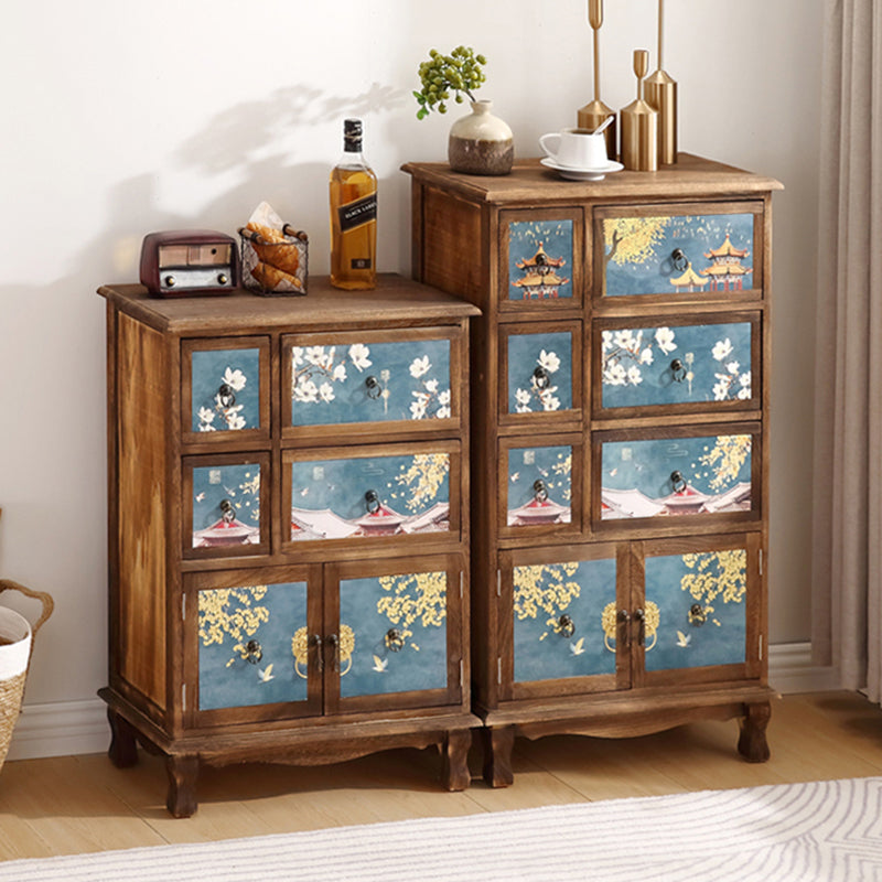 Traditional Solid Wood Bedroom Storage Chest Vertical Chest with Drawers