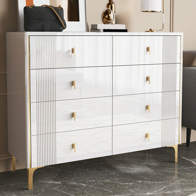 Glam Stone Bedroom Chest Horizontal Storage Chest with Drawers