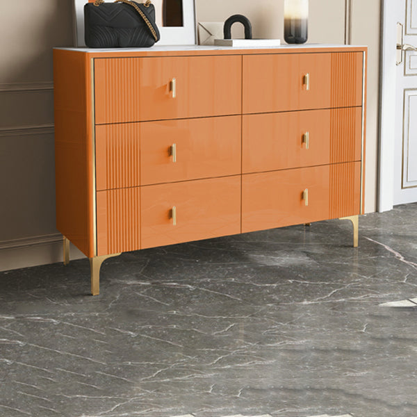 Glam Stone Bedroom Chest Horizontal Storage Chest with Drawers