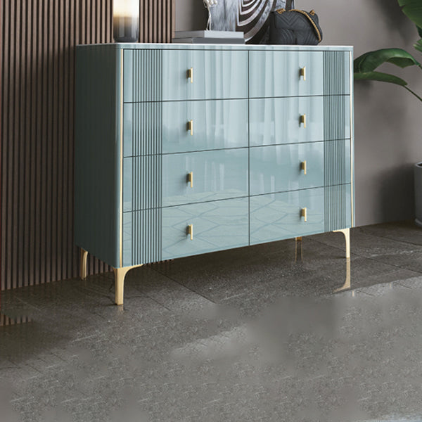 Glam Stone Bedroom Chest Horizontal Storage Chest with Drawers