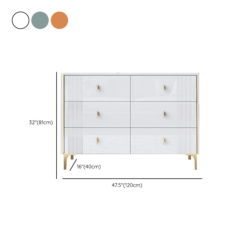 Glam Stone Bedroom Chest Horizontal Storage Chest with Drawers