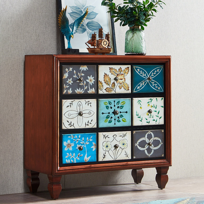 American Traditional Wooden Storage Chest Home Horizontal Chest with Drawers