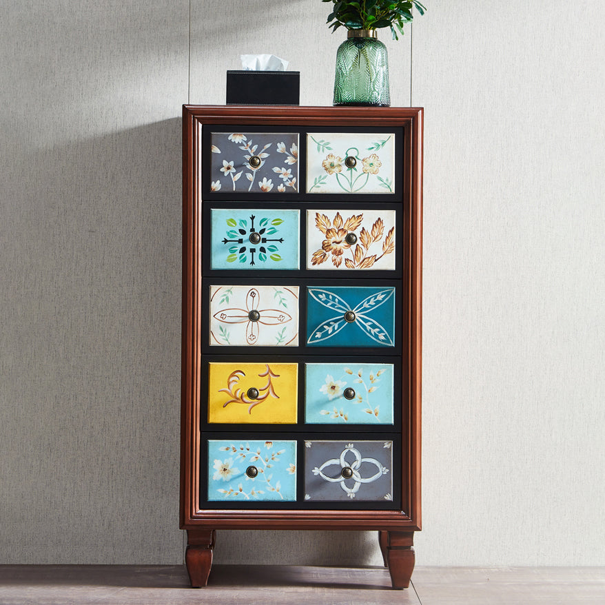 American Traditional Wooden Storage Chest Home Horizontal Chest with Drawers