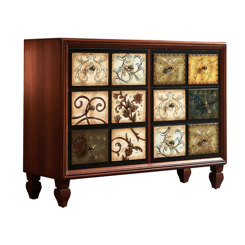 American Traditional Wooden Storage Chest Home Horizontal Chest with Drawers