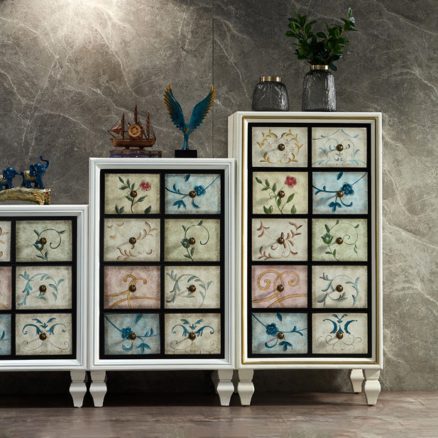 American Traditional Wooden Storage Chest Home Horizontal Chest with Drawers