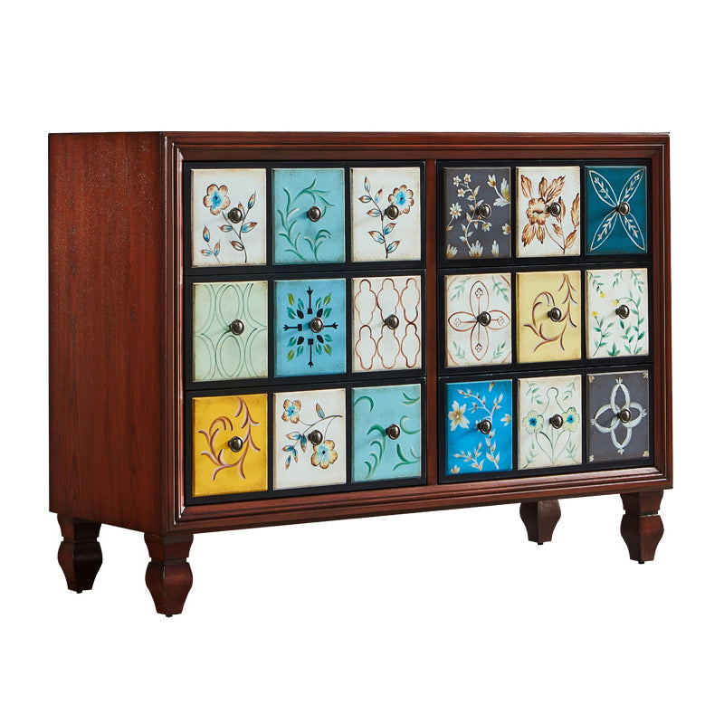 American Traditional Wooden Storage Chest Home Horizontal Chest with Drawers