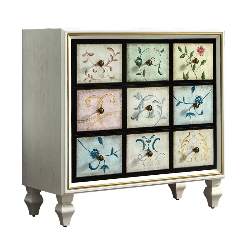 American Traditional Wooden Storage Chest Home Horizontal Chest with Drawers