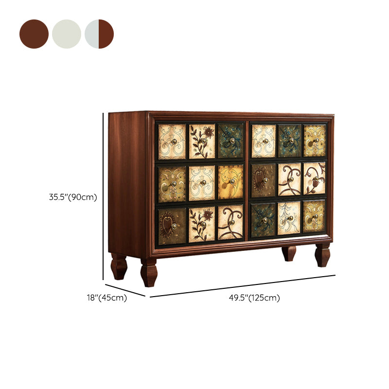 American Traditional Wooden Storage Chest Home Horizontal Chest with Drawers