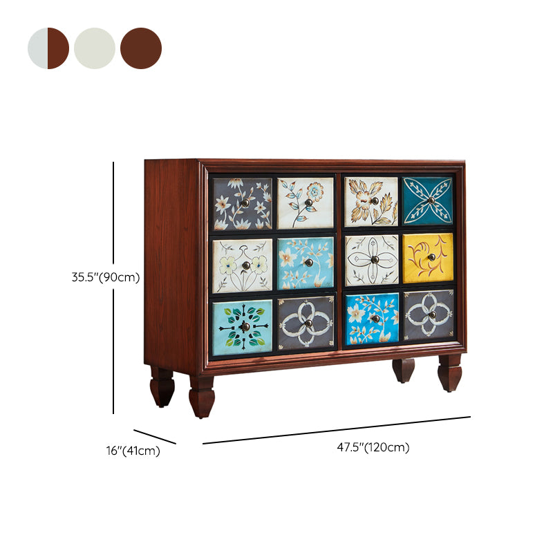 American Traditional Wooden Storage Chest Home Horizontal Chest with Drawers