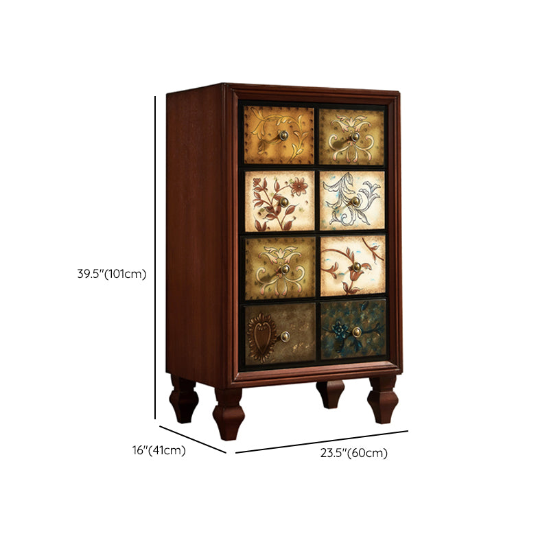 American Traditional Wooden Storage Chest Home Horizontal Chest with Drawers