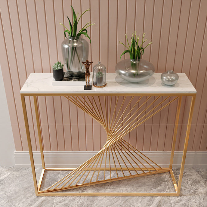 11" Wide Contemporary Console Table Rectangle Stone Sofa Table