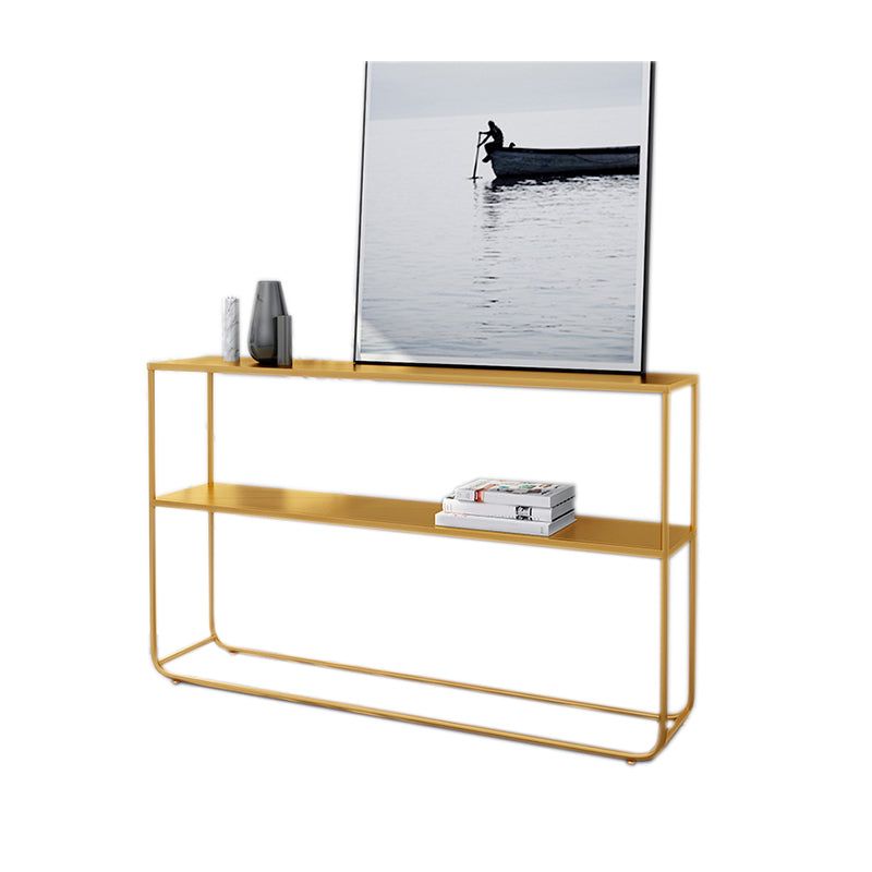 Contemporary Sofa Console Table Antique Finish Console Accent Table in Metal