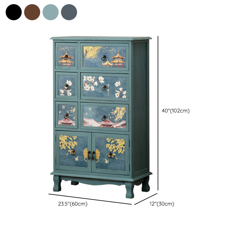 Traditional Solid Wood Bedroom Storage Chest Vertical Chest with Drawers