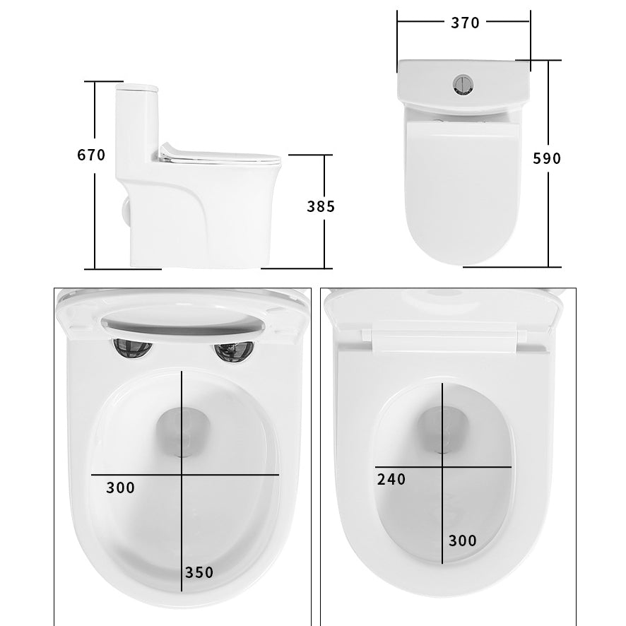 Floor Mounted Porcelain Toilet One-Piece Toilet Modern Flush Toilet