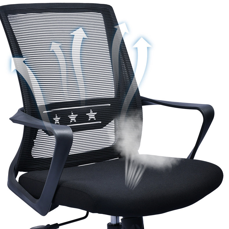 Contemporary Chair Fixed Arms Lumbar Support Conference Chair
