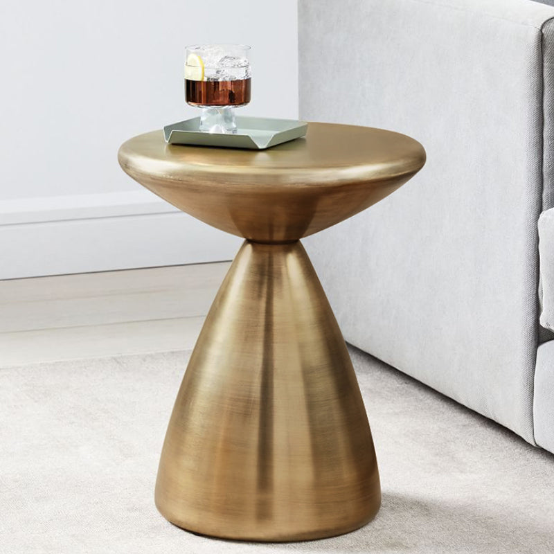 Living Room Side Table Mid-Century Round Pedestal Iron End Table