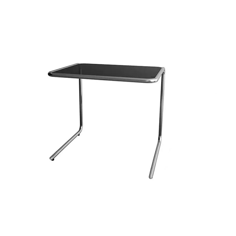 Contemporary Sled Glass Metal Side Table Rectangular Bedside End Table