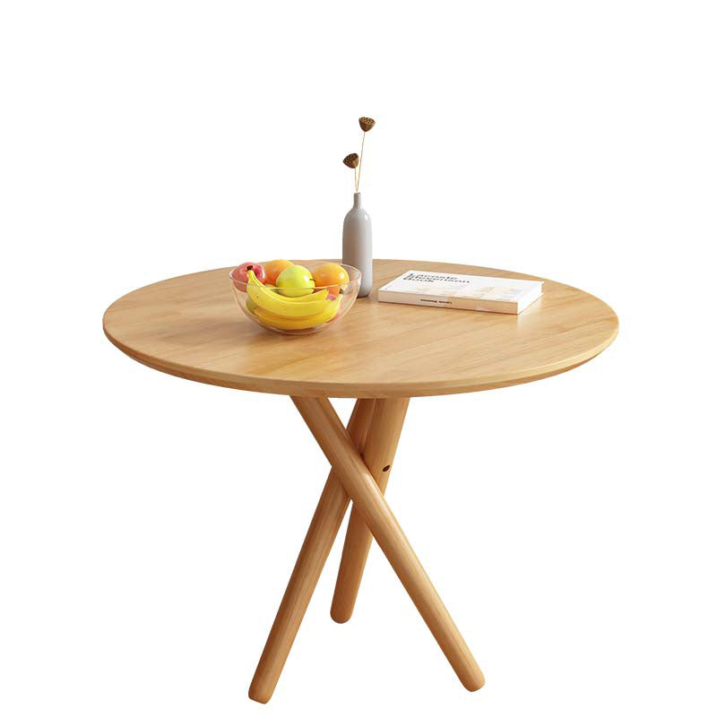 Side Table Solid Wood 3 Legs Round Nordic Living Room End Table