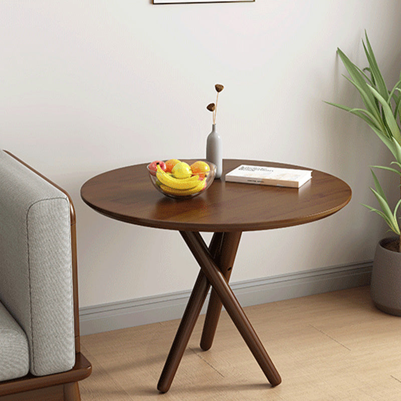 Side Table Solid Wood 3 Legs Round Nordic Living Room End Table
