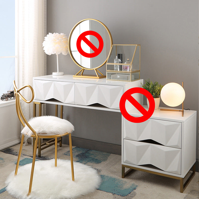 Contemporary White Makeup Dressing Table Stool Set with Drawers