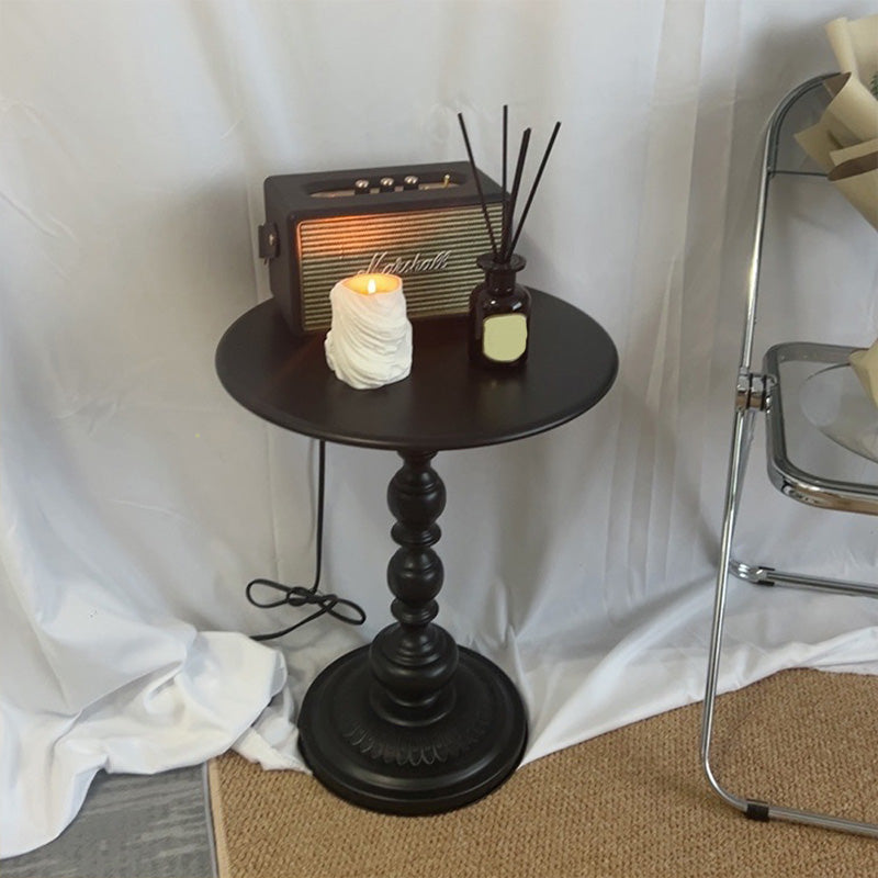 Side Table Metal Pedestal Table Round Mid-Century Living Room