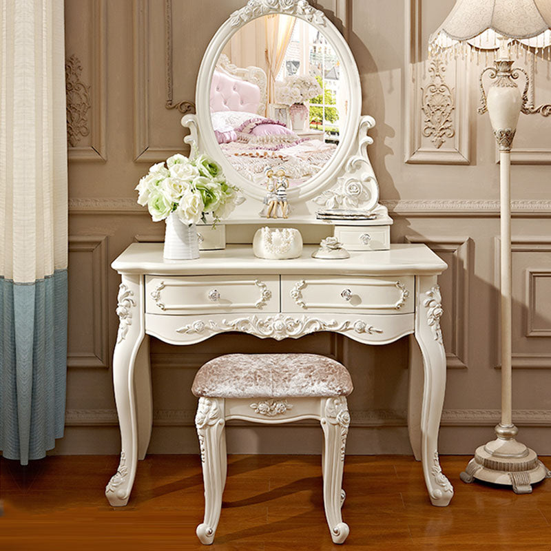 Victorian Solid Wood Vanity Dressing Table 4 Drawer Makeup Vanity Desk