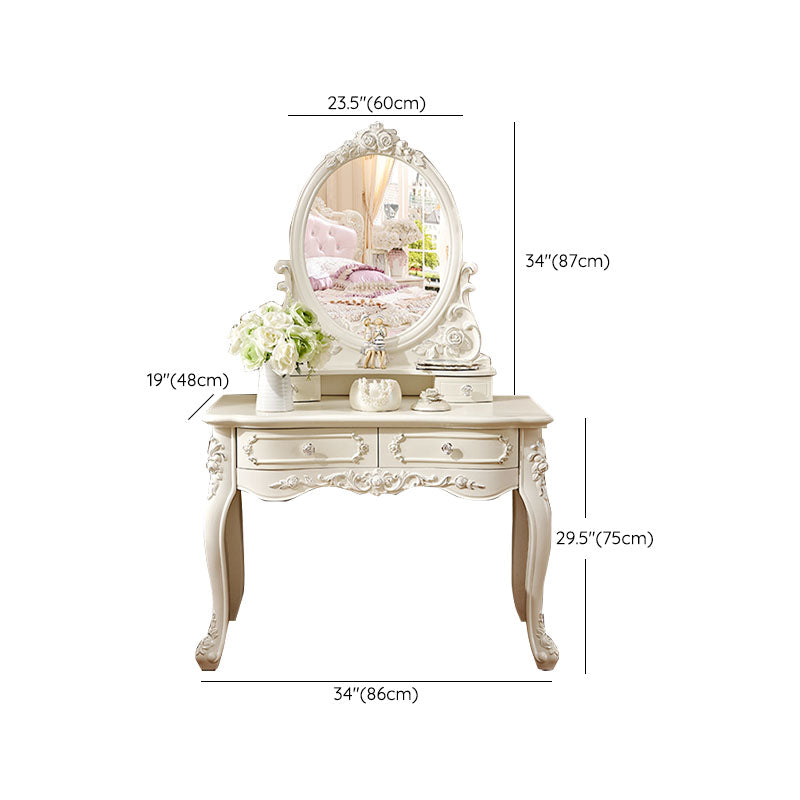 Victorian Solid Wood Vanity Dressing Table 4 Drawer Makeup Vanity Desk