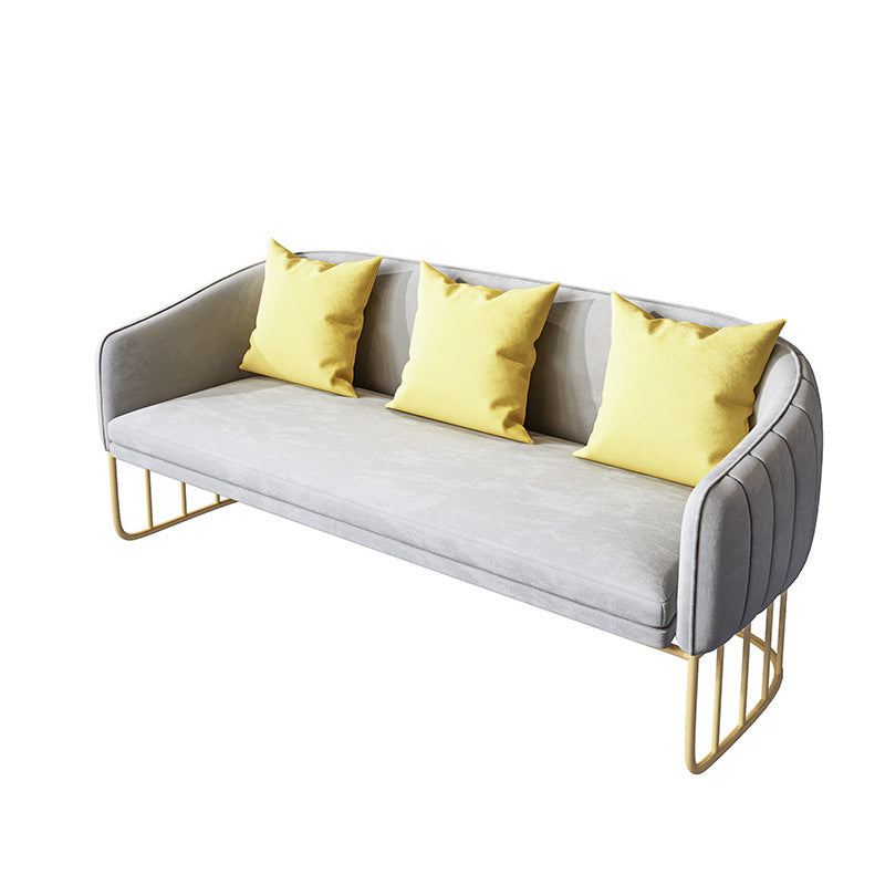 Contemporary Tight Back Sofa with Tuxedo Arm and Metal Base for Living Room