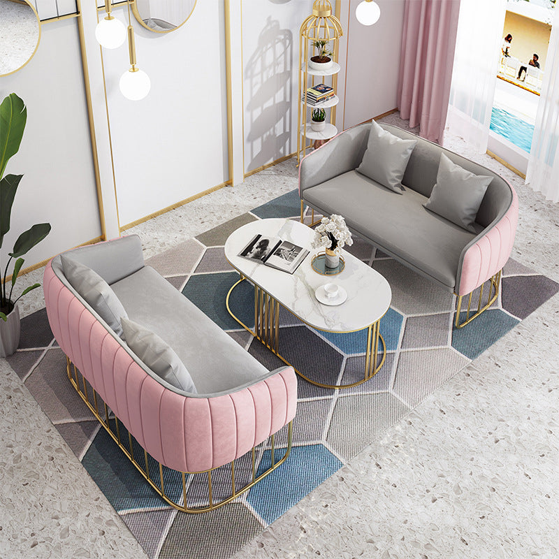 Contemporary Tight Back Sofa with Tuxedo Arm and Metal Base for Living Room