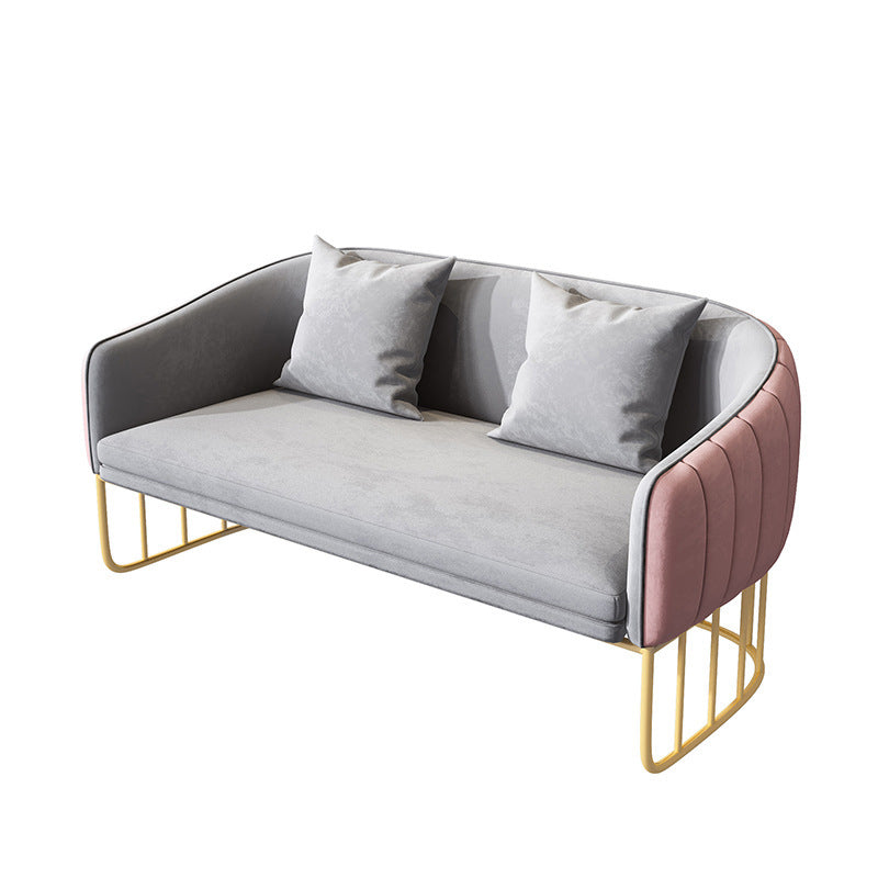 Contemporary Tight Back Sofa with Tuxedo Arm and Metal Base for Living Room