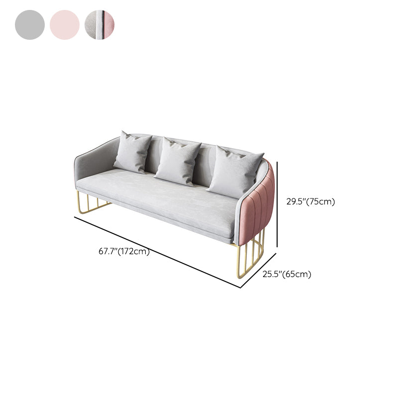 Contemporary Tight Back Sofa with Tuxedo Arm and Metal Base for Living Room